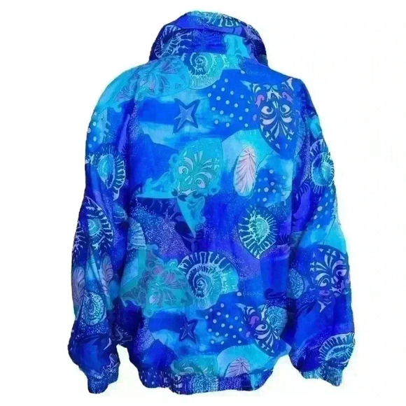 Vintage Lavon Purple Blue Psychedelic Funky Seashell Windbreaker Jacket size LP - Picture 8 of 13